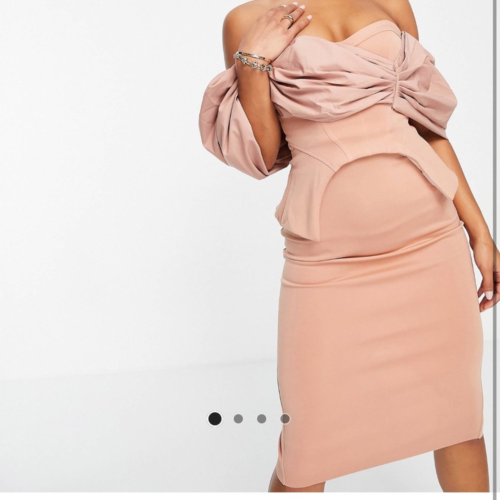 Poplin blush body con dress